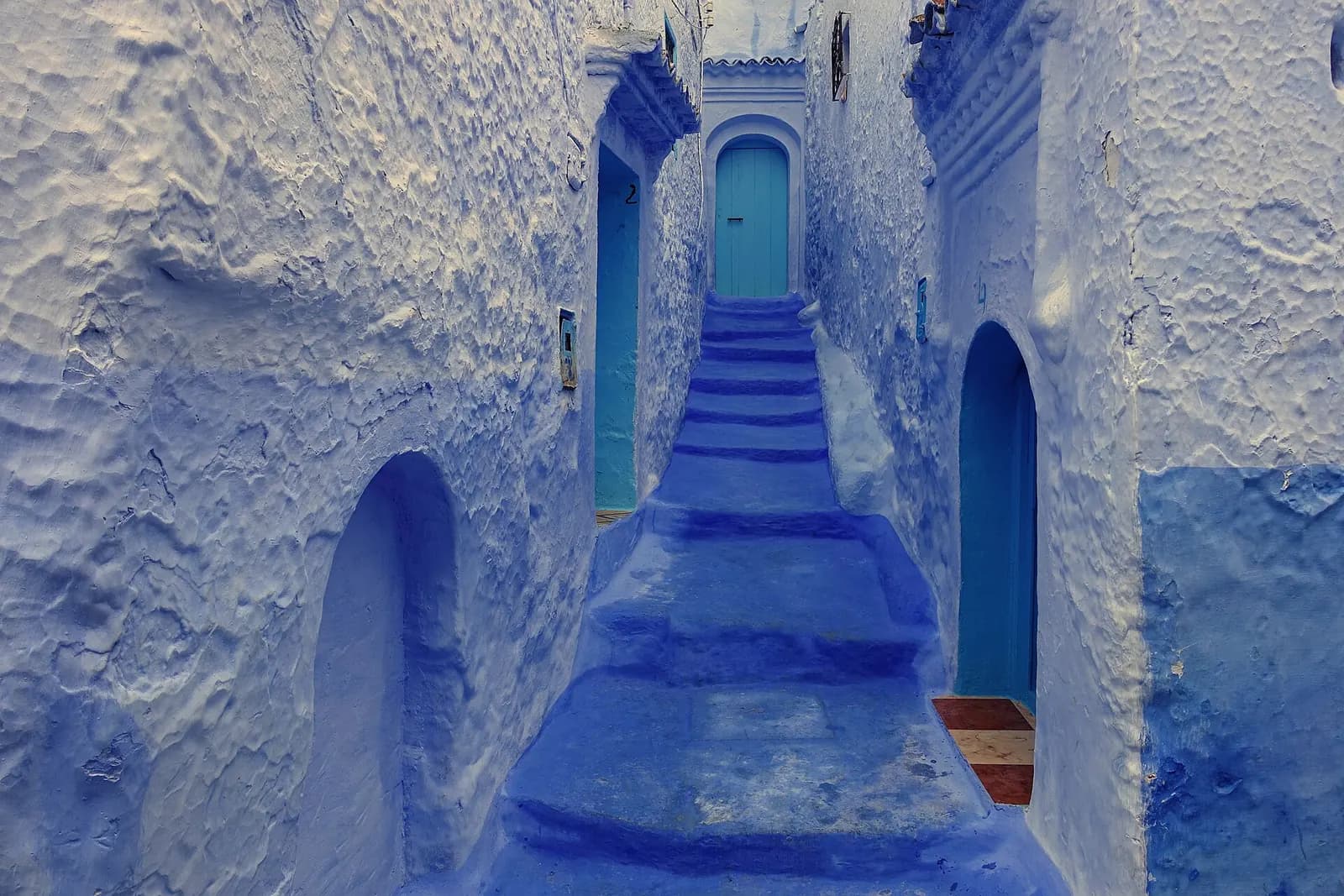 Blue stairway in Chefchaouen, Morocco